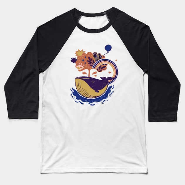 Whale Baseball T-Shirt by akaneyabushita